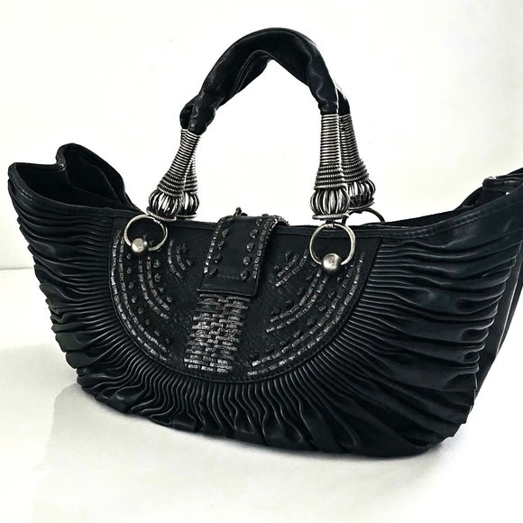 Dior Plissé Black Tote Bag with Silver Accents - Picture 6 of 16